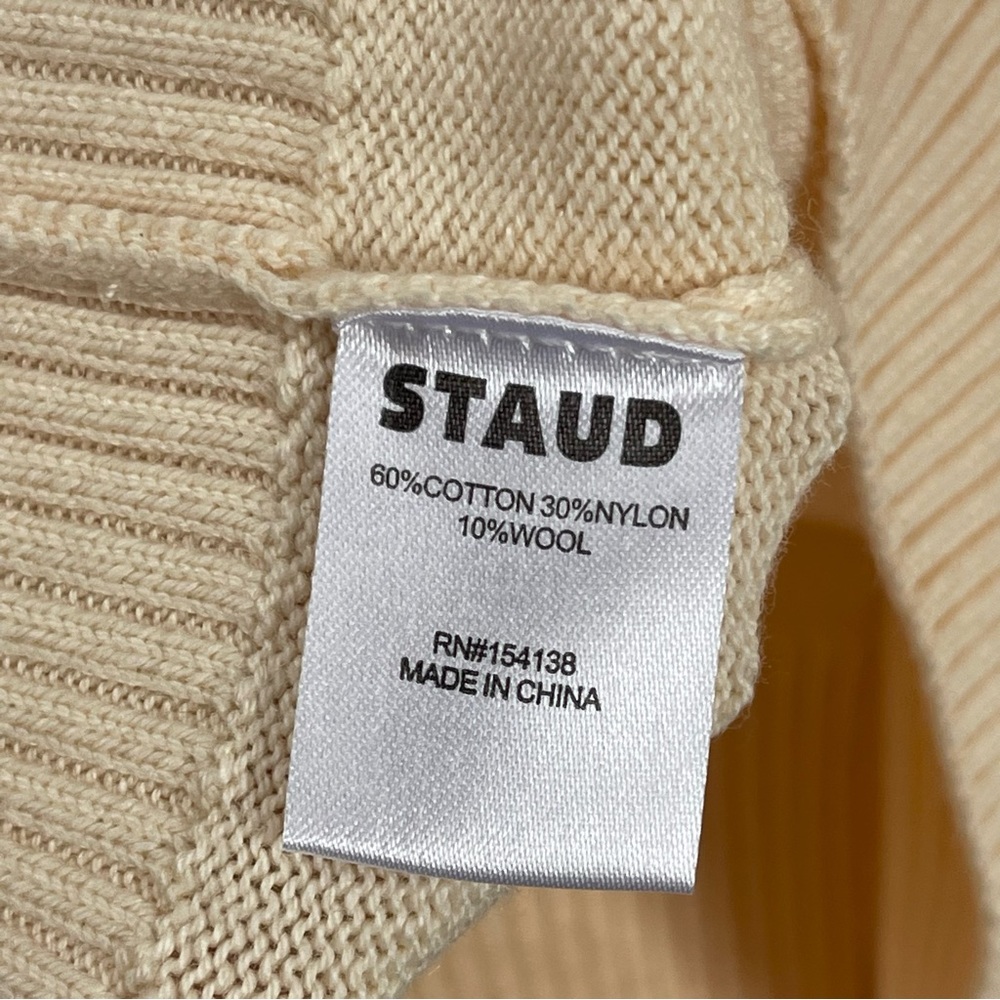 STAUD Paola Cardigan Cream Size XL - Picture 5 of 6